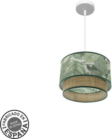 Fabrilamp - Lampe de Deckenpendellampe Congo 30d 1xe27 Weiß/Grün-natürlich