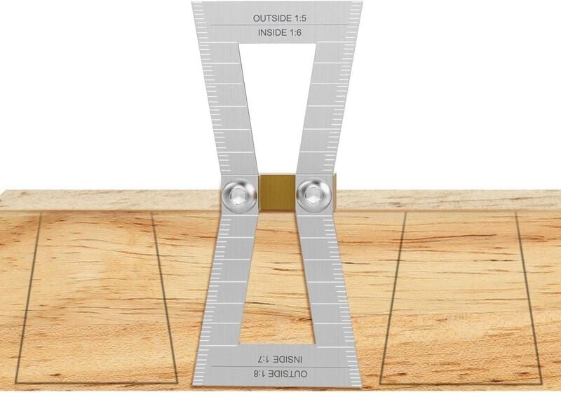 ZVD - Silberner Schwalbenschwanzmarker – Schwalbenschwanzschablone im Format 1:5/1:7 für die Holzbearbeitung