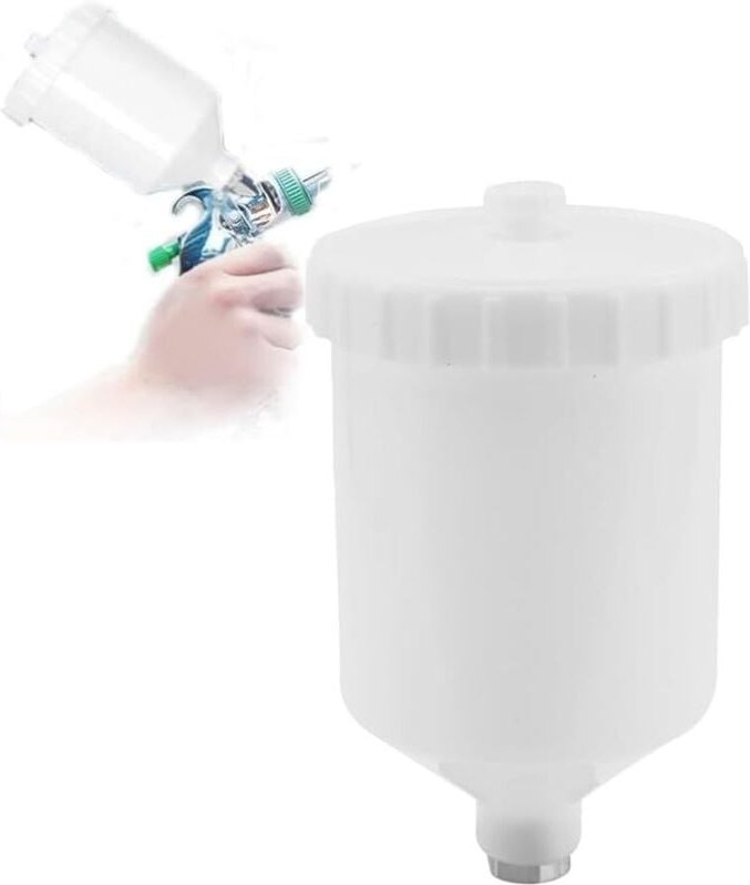 Csparkv - 600 ml Farbbecher, 600 ml Farbgießkanne Luftsprühwerkzeug Kunststofftopf Gewindeanschluss Sprühwerkzeug