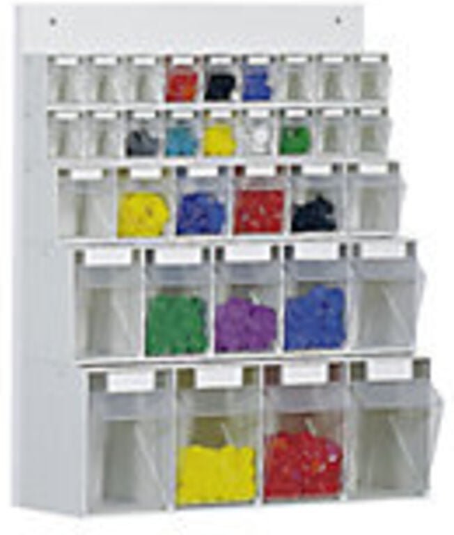 Klarsichtmagazin mit Holzrückwand h 684 x b 600 x t 185 mm weiß - 1573313 - Lockweiler