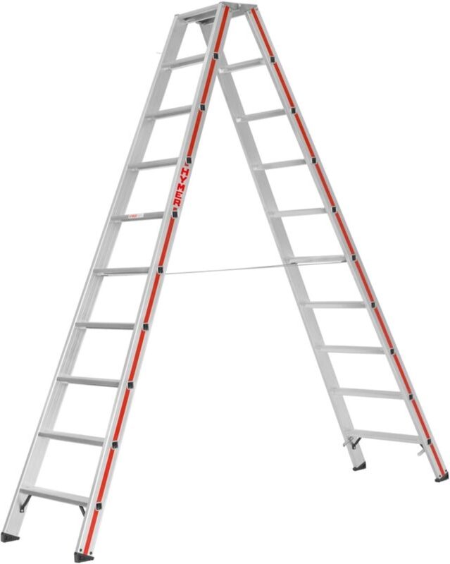 Matisère - Hymer Stufenstehleiter, beidseitig begehbar, 2x10 Stufen, Länge 2,54 m