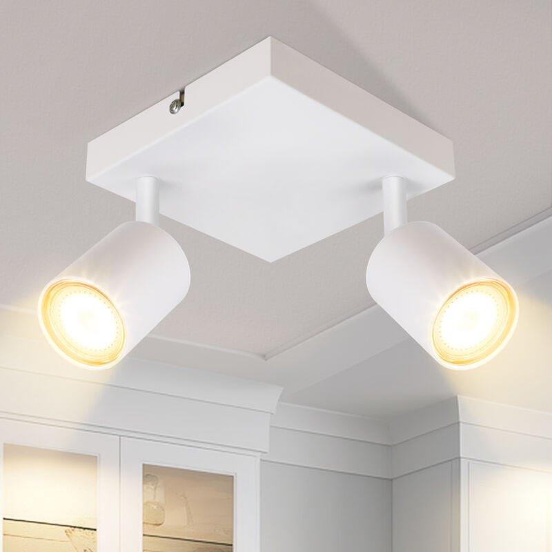 Thumbnail - Deckenleuchte 2 flammig Deckenstrahler Weiß - Deckenlampe eckig Deckenspots Flur GU10 Modern Flurlampe Decke 330° Schwen...
