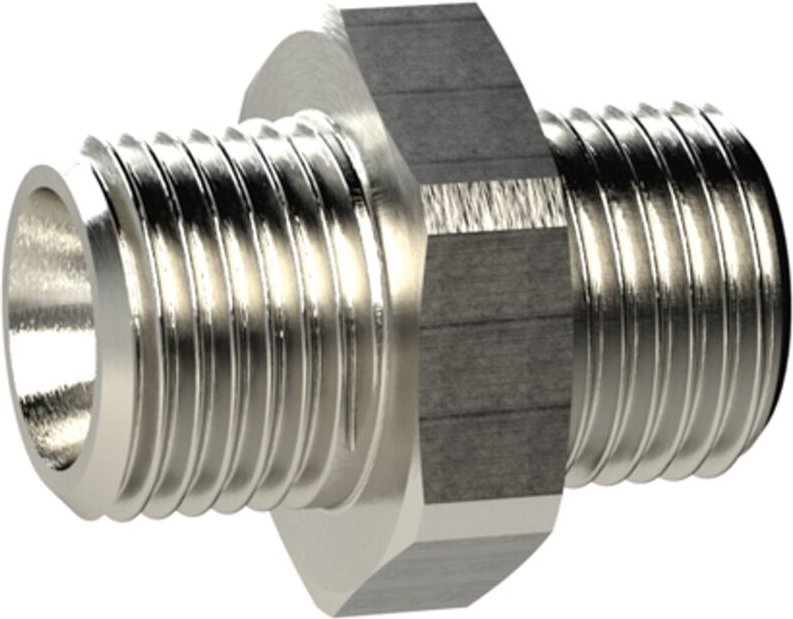 Riegler Doppelgewindenippel, zyl., G 1 1/4 a.,G 1 1/2 a., SW 55, MS vern.