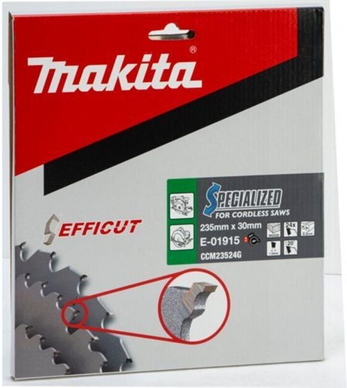 E-01915 Efficut TCT-Kreissägeblatt 235 x 30 mm 24 Zähne 2,2 mm Holz - Makita