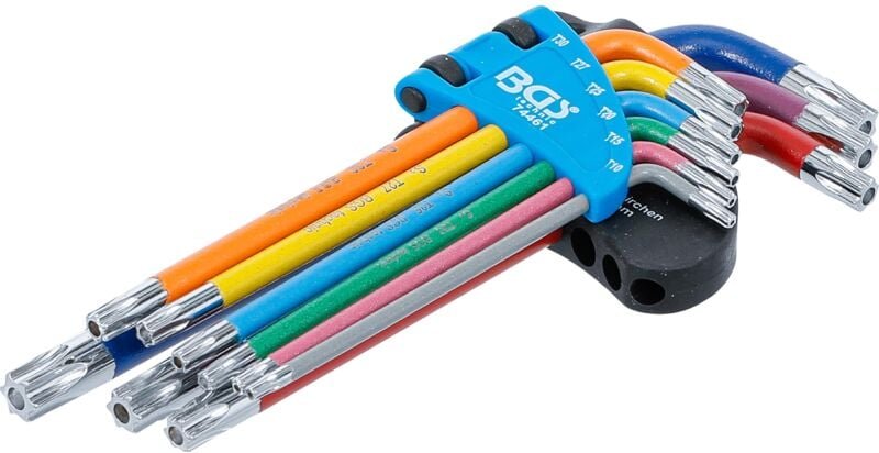 Bgs Technic - Winkelschlüssel-Satz Multicolour T-Profil (für Torx) mit Bohrung T10 - T50 9-tlg.