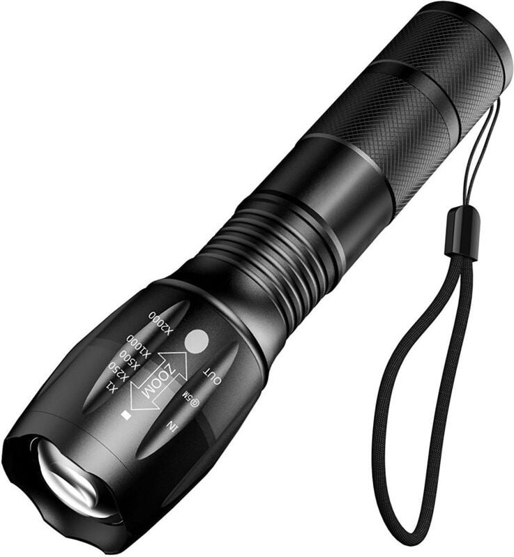 Aougo - Ultrastarke LED-Taschenlampe, 1000 Lumen, IPX5 wasserdichte taktische Lampe, zoombar, 5 Beleuchtungsmodi, stoßfe...