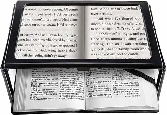 Alovez - Ganzseitige Leselupe, rechteckige Standlupe, freihändige Bedienung mit Lampenvergrößerungslinse zum Lesen für S...