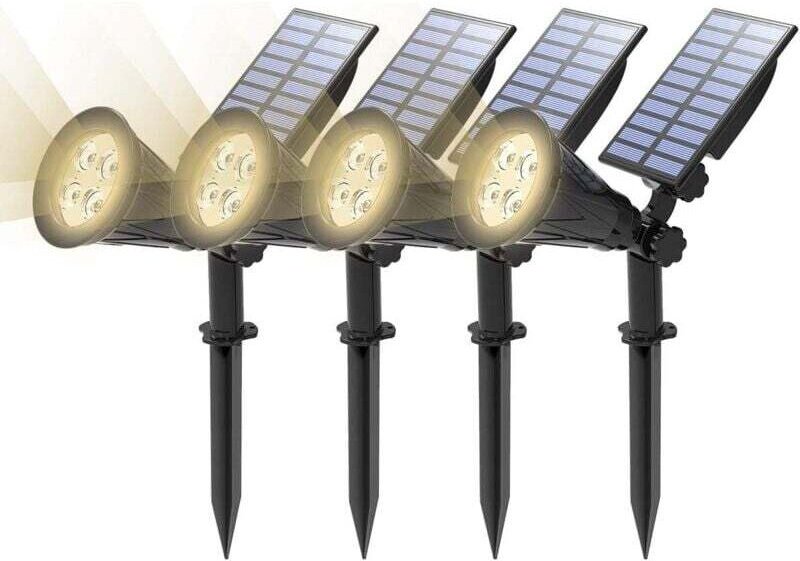 【4er-Pack】 T-SUN Solar-Außenstrahler, wasserdichte Solarleuchten für den Außenbereich, Garten-LED-Solarstrahler, Solarbe...