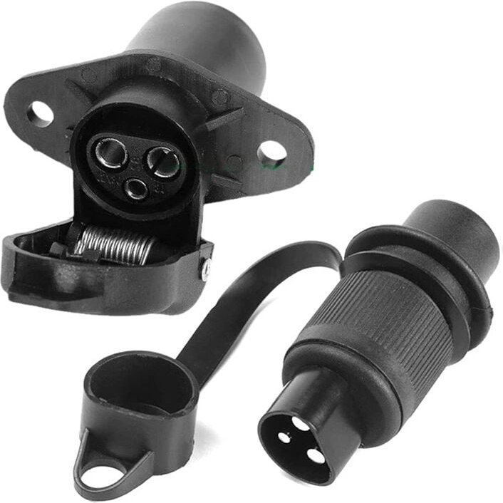 3-poliger Anhängerstecker und -buchse, 12 v wasserdichte 3-polige Anhängersteckdose weiblich männlich, 3-poliger Anhänge...