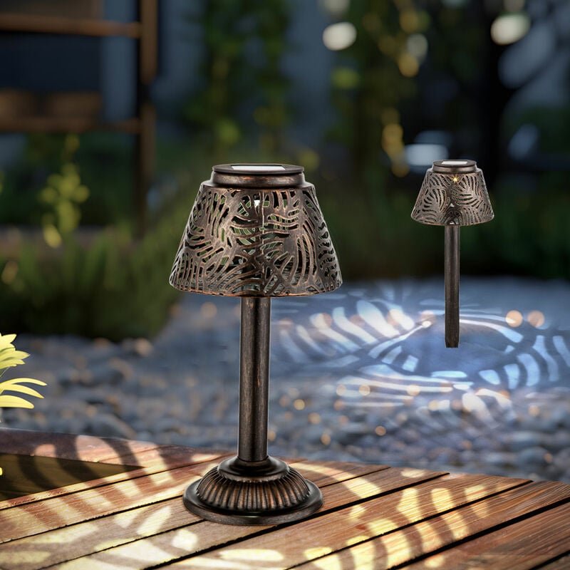 Thumbnail - Solarleuchte Tischlampe Außenleuchte led Terrassenlampe Erdspieß Gartendeko, kupfer, DxH 13,8x27 cm, 2er Set