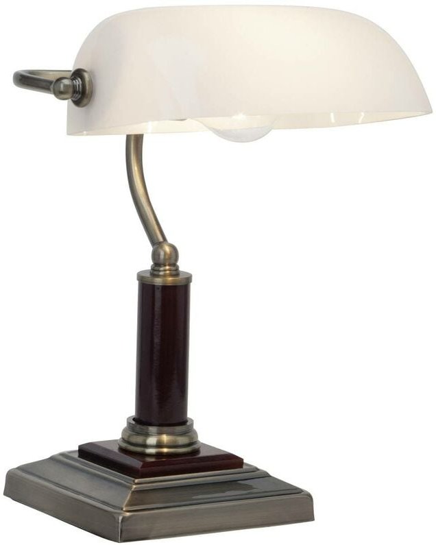 Lampe Bankir Tischleuchte messing antik 1x A60, E27, 60W, geeignet für Normallampen (nicht enthalten) Mit Schnurzwischen...