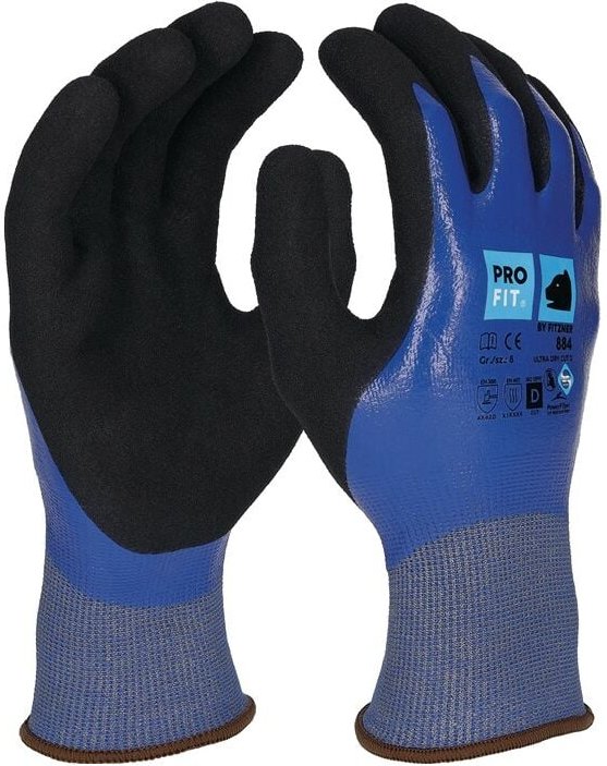 Profit - pro fit 884-8 Schnittschutzhandschuhe Ultra dry cut d Größe 8 blau / schwarz en