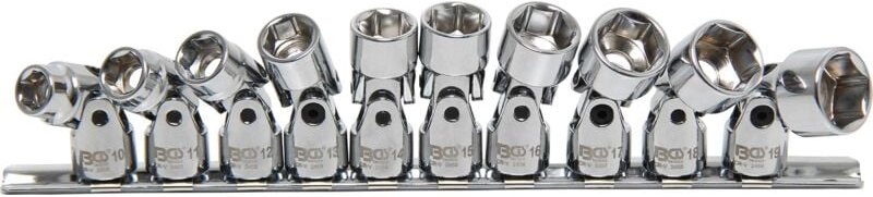 Kardangelenk-Einsatz-Satz Sechskant Antrieb Innenvierkant 10 mm (3/8') sw 10 - 19 mm 10-tlg.