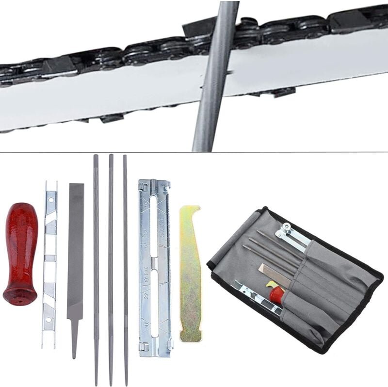 8-teiliges professionelles Schärfset mit Aufbewahrungstasche für Benzin-Kettensägen, Kettensäge, 3/16 Zoll Rundfeilen, F...