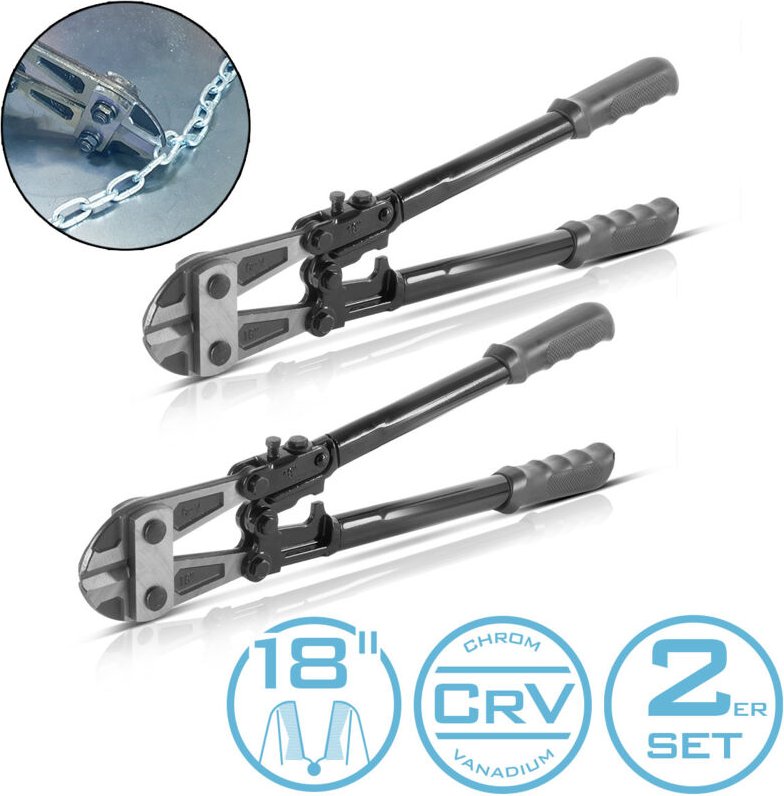 STAHLWERK Bolzenschneider 18 Zoll Chrom-Vanadium Profi-Bolzenschere 2er Set