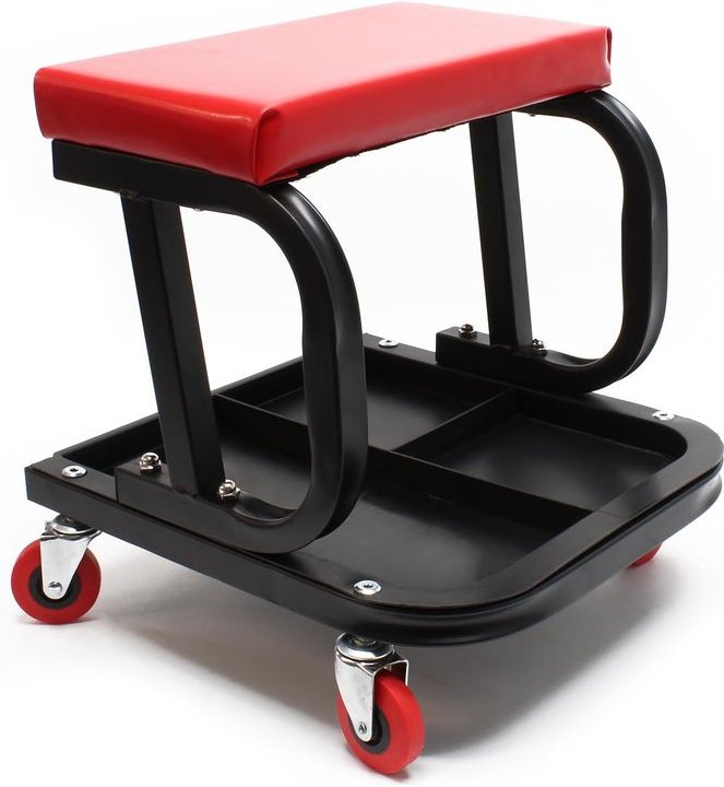 Wiltec Werkstatthocker mit Ablagefläche 37,5x36x38,5cm mit Rollen Werkstattwagen Werkzeugwagen Werkstatt-Rollsitz Werkst...