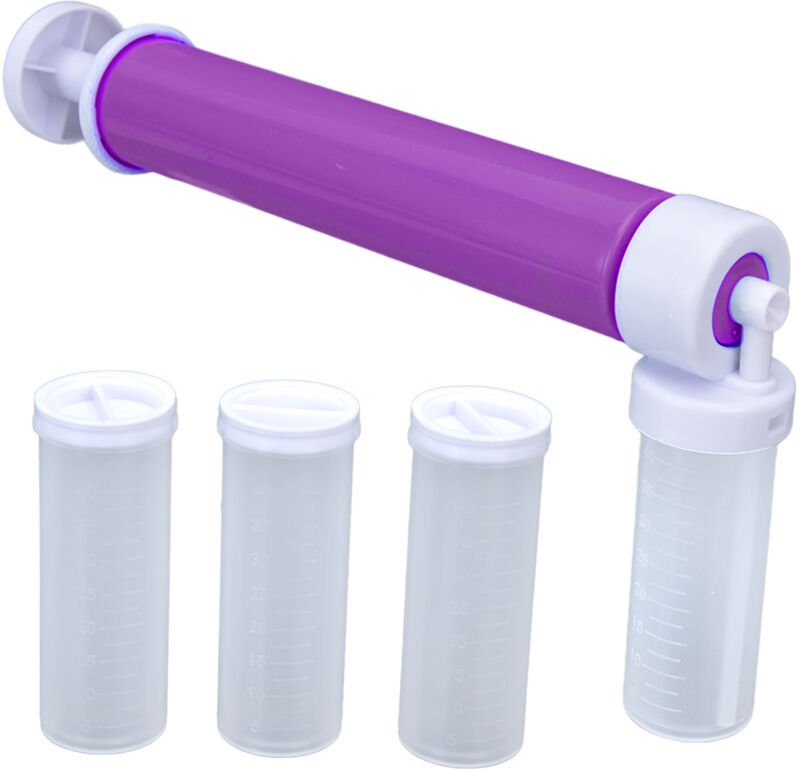 Einfach zu bedienender, manueller Kuchenzerstäuber aus Kunststoff, Kuchenpuder, manueller Dessertzerstäuber, Blau (LILA)