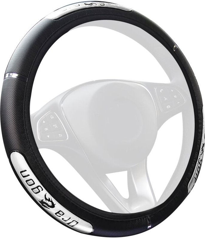 Tlily - Auto-Lenkradbezug, atmungsaktiv, rutschfest, Netz-Lenkradbezüge, geeignet für 37–38 cm, Auto-Dekoration, Silber