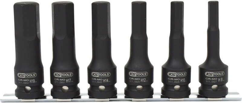 1/2" Kraft-Bit-Stecknuss-Satz, lang, 6-tlg