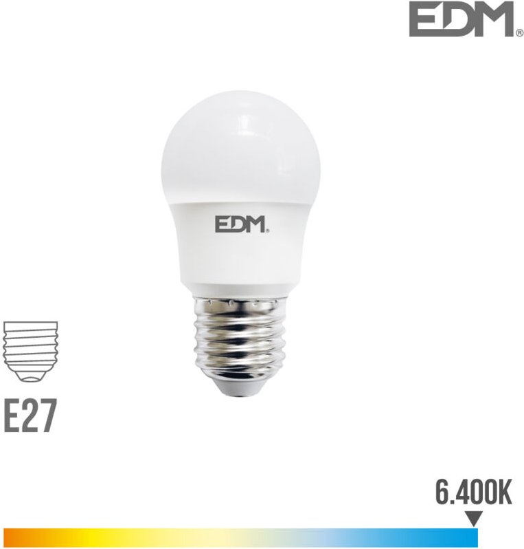 EDM - Sphärische LED-Glühbirne E27 8,5 w 1000 lm 6400 k Kaltlicht Ø4,5 x 8,6 cm