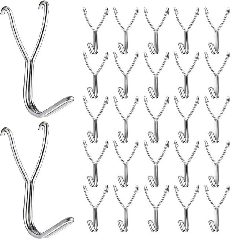 Shining House - 50 Stück 20 mm Edelstahl-Haken für Küche, Garage, Aufbewahrung, Zubehör, Werkbank, Werkzeuge, Bastelbeda...