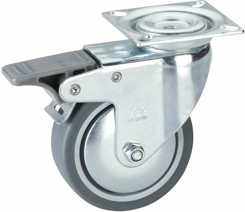 Dörner+helmer - Lenkrolle tpe Kunststoffrad ø 100 mm Möbelrolle mit Feststeller Tragkraft 55 kg
