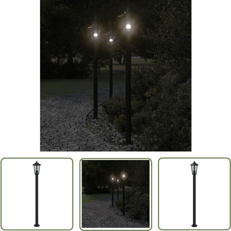 The Living Store - Wegeleuchte Schwarz 120 cm Edelstahl - Outdoor-Beleuchtung - Gartenlampe - Wegeleuchte - Edelstahl La...