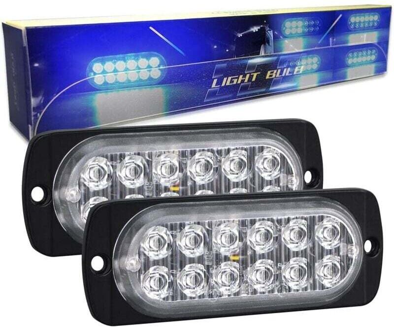 2 Stück 4,3 Zoll 12 LED-Blitzlichtleiste, 12 v 24 v Blinklicht Polizeianhängerlichter, Blau - Aiperq