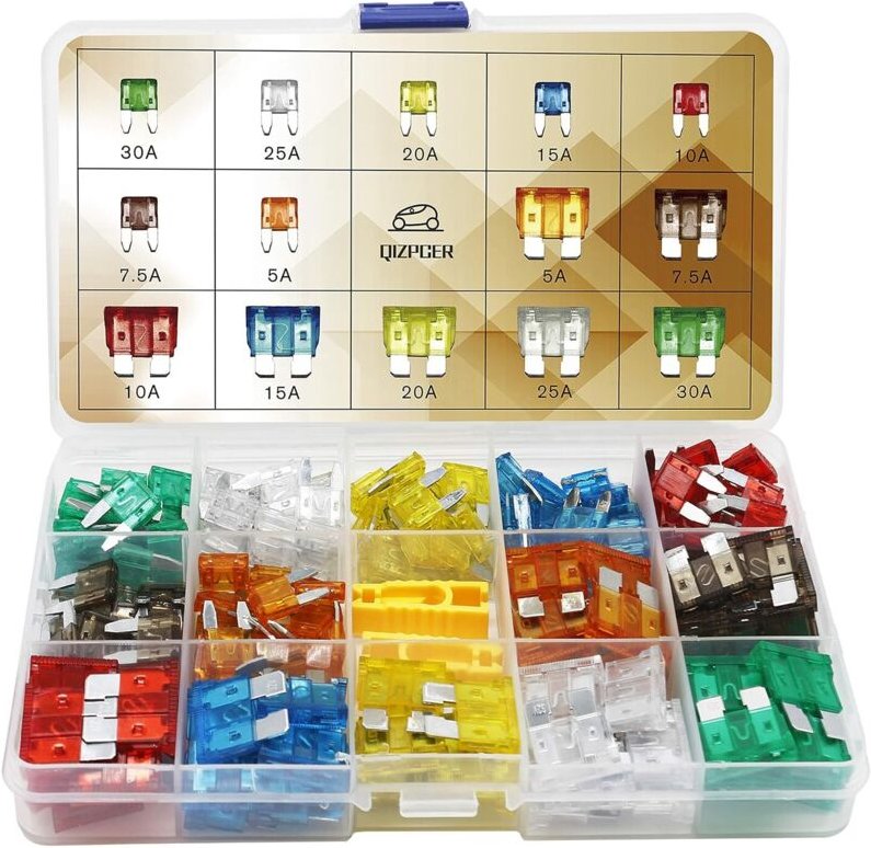 Satz mit 140 Kfz-Sicherungen - Kombinations-Flachsicherungen, Standard- und Mini-Kfz-Sicherungen für Boote, Wohnmobile, ...