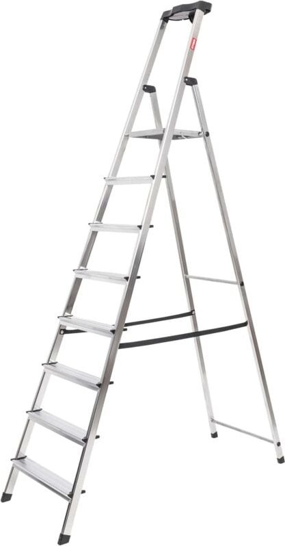 Stufen Stehleiter 8 Stufen einseitig begehbar, Alu-Sicherheits-Stehleiter, Mehrzweckleiter - Stier