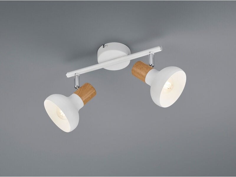 Thumbnail - Deckenstrahler latika aus Metall in Weiß & Holzoptik, Breite 30cm