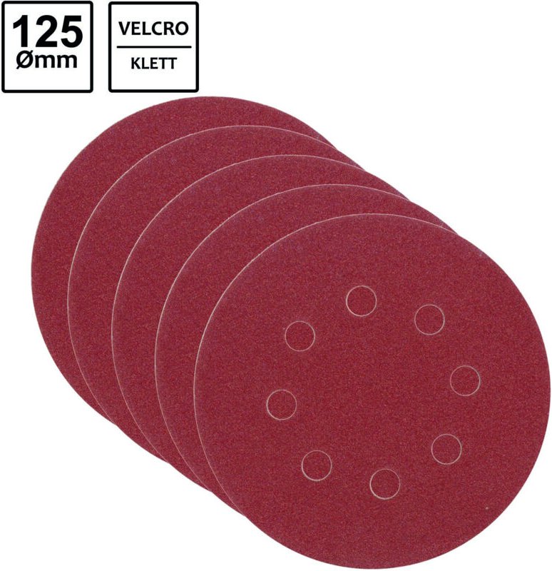 Schleifscheiben 125mm, P80, mit 8 Löchern, 5er Set / 08578 / Vorel