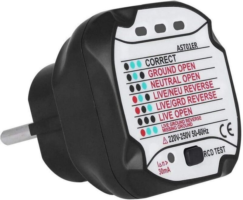 AST01 Steckdosentester, GFCI-Steckdosentester, automatischer Stromkreisdetektor (220V EU-Stecker)