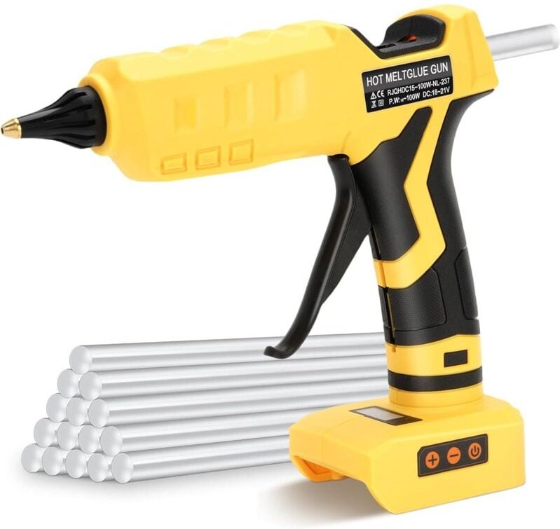 100 w kabellose Klebepistole, kompatibel mit 20 v MAX-Akku, schnell aufheizende Klebepistole mit 20 Klebesticks für Heim...