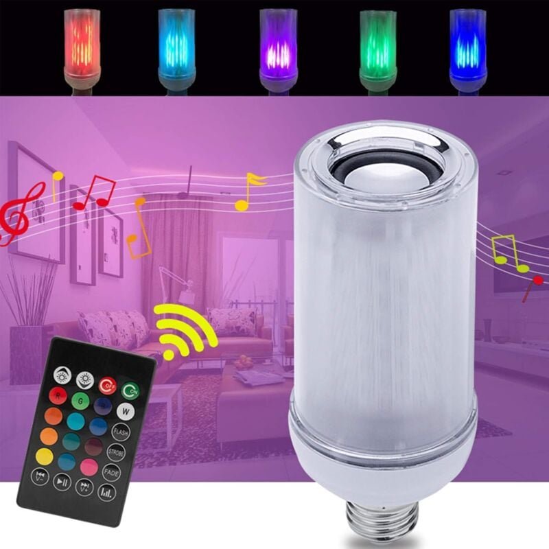 Aougo - Bluetooth-RGB-LED-Glühbirne mit Fernbedienung, intelligente Glühbirne, E27, dimmbare Wandlampe, buntes Farbwechs...