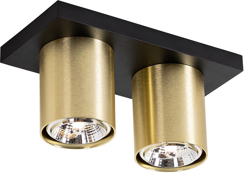 Moderner Deckenstrahler schwarz mit Gold 2-flammig – Tubo