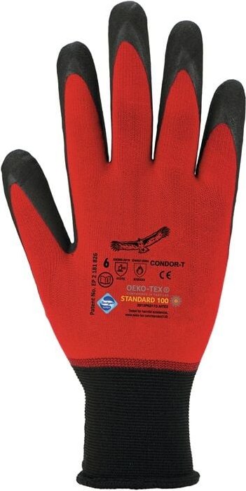 CONDOR-T/8 Handschuhe Condor Größe 8 rot/schwarz 98% Polyamid / 2% Elasta - Asatex