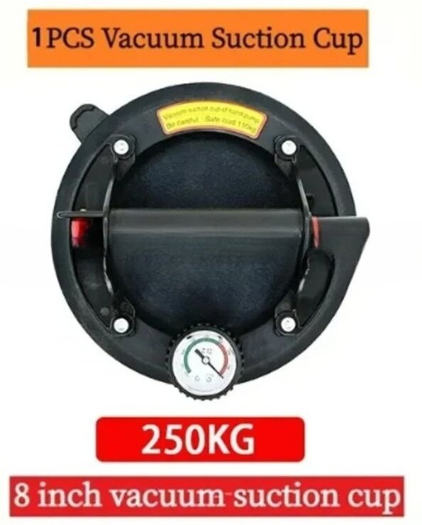 Odipie - 8 Zoll Fliesensauger mit Manometer, Glassauger, maximale Tragkraft 200 kg, professionelle Vakuumsauger mit Trag...