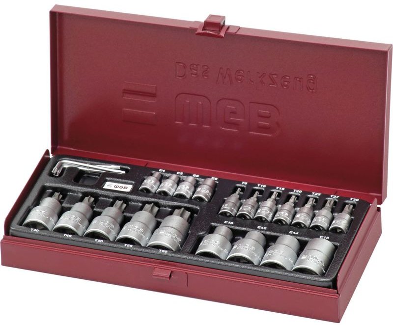 WGB - Steckschlüssel-Satz 3940 1/4' Torx® 23-teilig in Stahlblechkasten