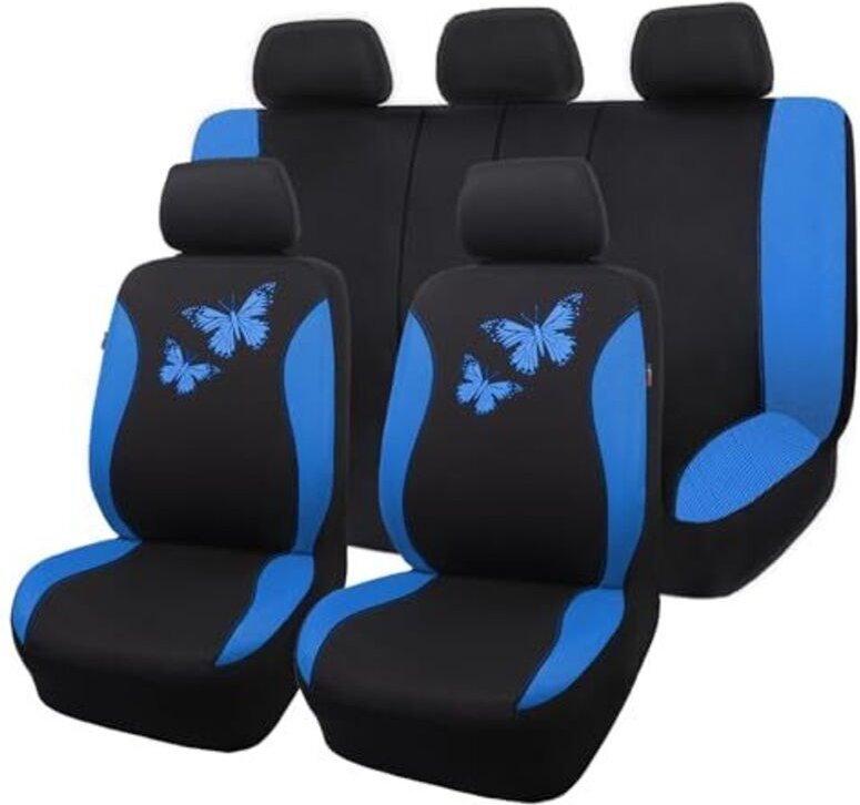 Atmungsaktive Autositzbezüge aus Netzgewebe von Flying Banner, farbenfrohes Schmetterlingsmuster, Airbag-kompatibler Sch...