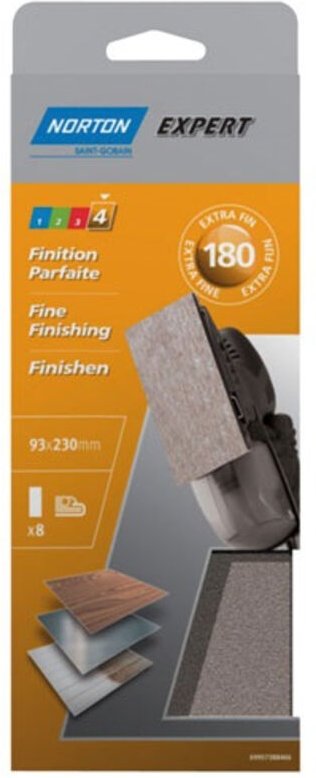 Patin Expert Nicht Durchbohrt 93x230 Körnung 180 X 8 Stücke - Norton