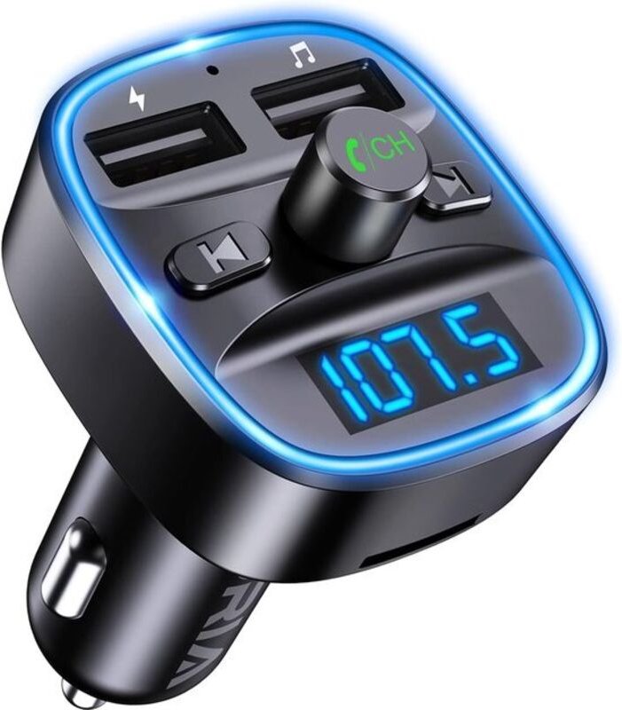 ORIA – Bluetooth-FM-Transmitter – Kabelloser Autoradioadapter – Kfz-Kit – Universelles Kfz-Ladegerät mit zwei USB-Anschl...