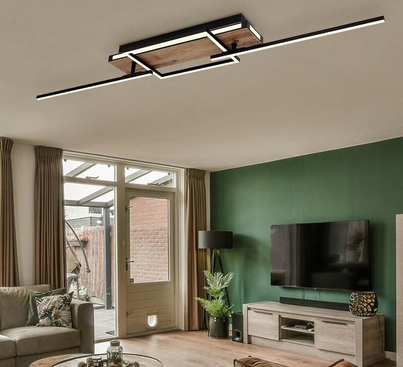 Wohnzimmerlampe Deckenleuchte Deckenlampe LED Holzoptik Dreh-Schwenkbar L 120 cm