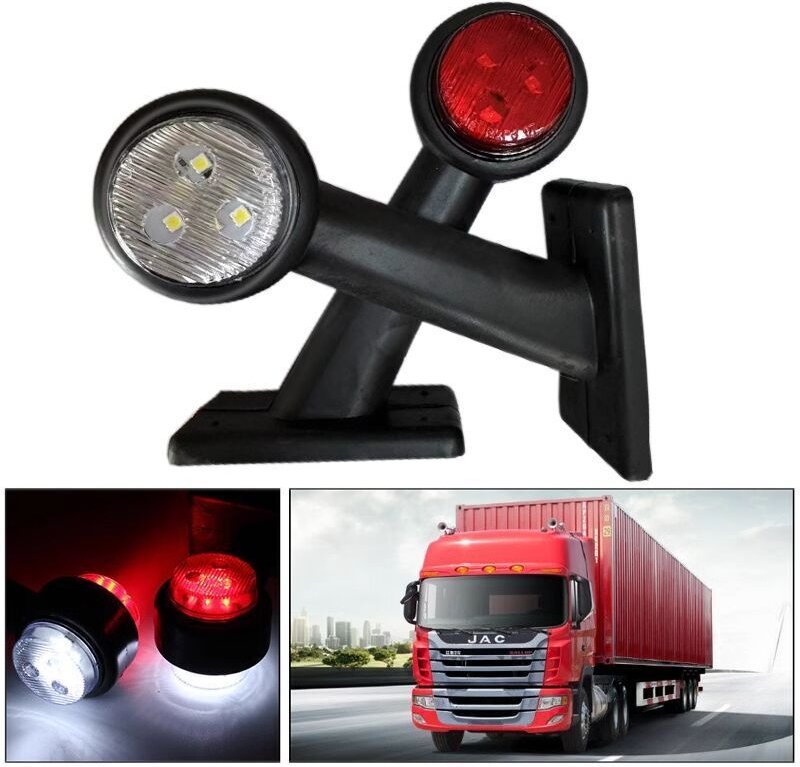 Set mit 2 LED-Seitenmarkierungsleuchten, weiß und rot – 12V-30V Spannung – Wasserdicht und gut sichtbar – Für Anhänger u...