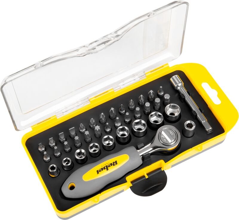 Rebel 38-teiliges Ratschenschlüssel-Bit- und Steckschlüsselset