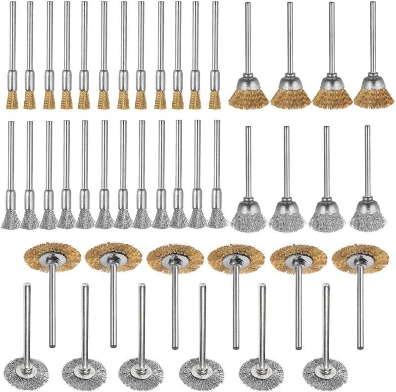 Tlily - 44-teiliges Mini-Drahtbürsten-Radbecher-Set aus Messing und Stahl