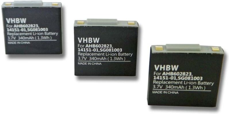 vhbw 3x Akku Ersatz für GN Netcom 14151-01, 14151-02, AHB602823, SG081003 für wireless Headset Kopfhörer (340mAh, 3.7V, ...