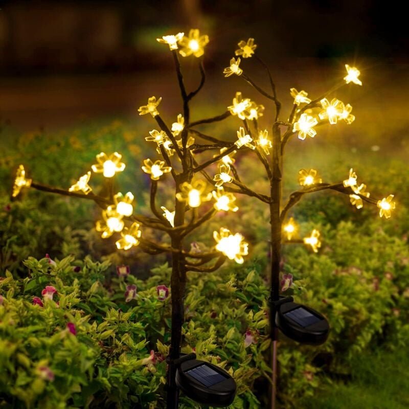 Solarleuchten Außen Garten, 2 Stück 20 LEDs Blumen Solarleuchten Außen, IP65 wasserdichte Leuchte, Outdoor Garten Deko f...