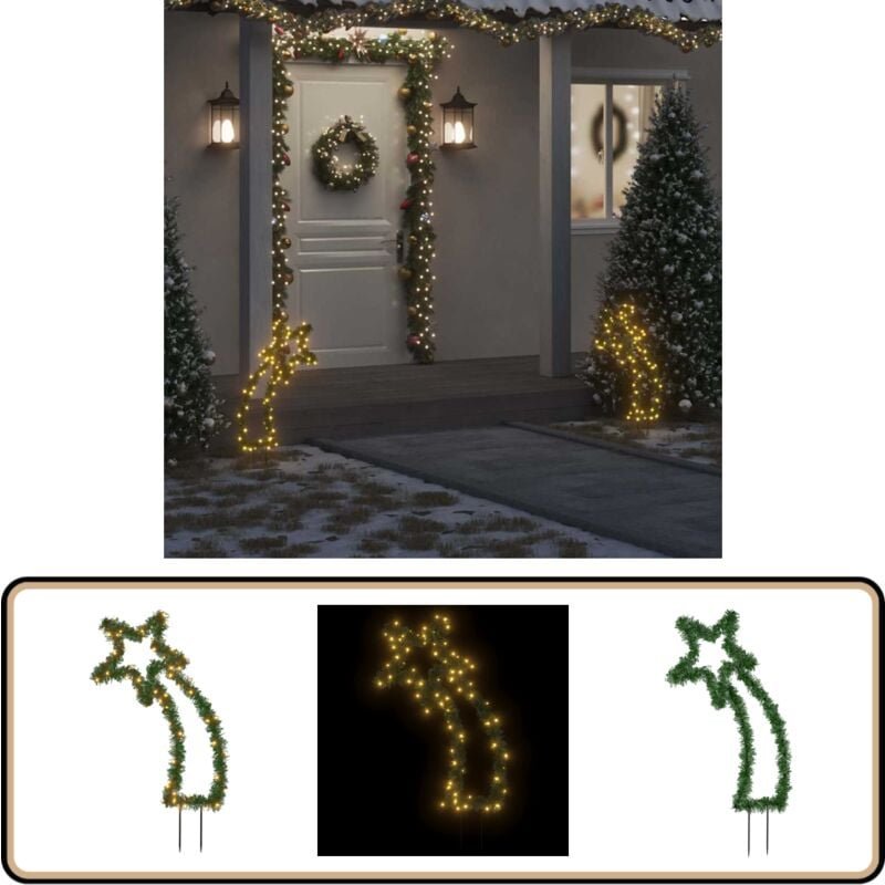 Thumbnail - Sternschnuppe mit Erdspießen und 80 LEDs 62 cm - Weihnachtsdeko - Stern - Sternschnuppe - Outdoor Beleuchtung - Indoor B...