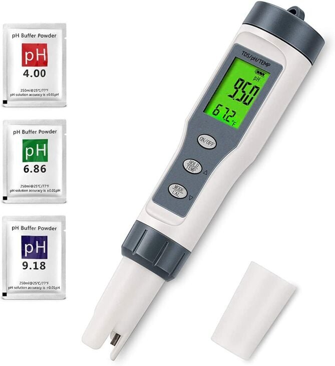 Tlily - 3 im 1 Digitales PH-Meter für Wasser, TDS/PH/Temp-Meter, Wassertester Trinkwasser, Schwimmbad, Hydroponik